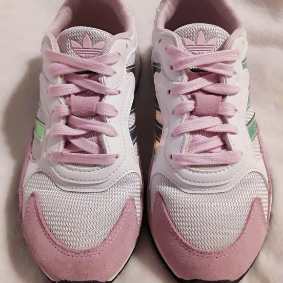 Adidas Pink and White Iridescent Tresc Run J Sneakers - Picture 7 of 8